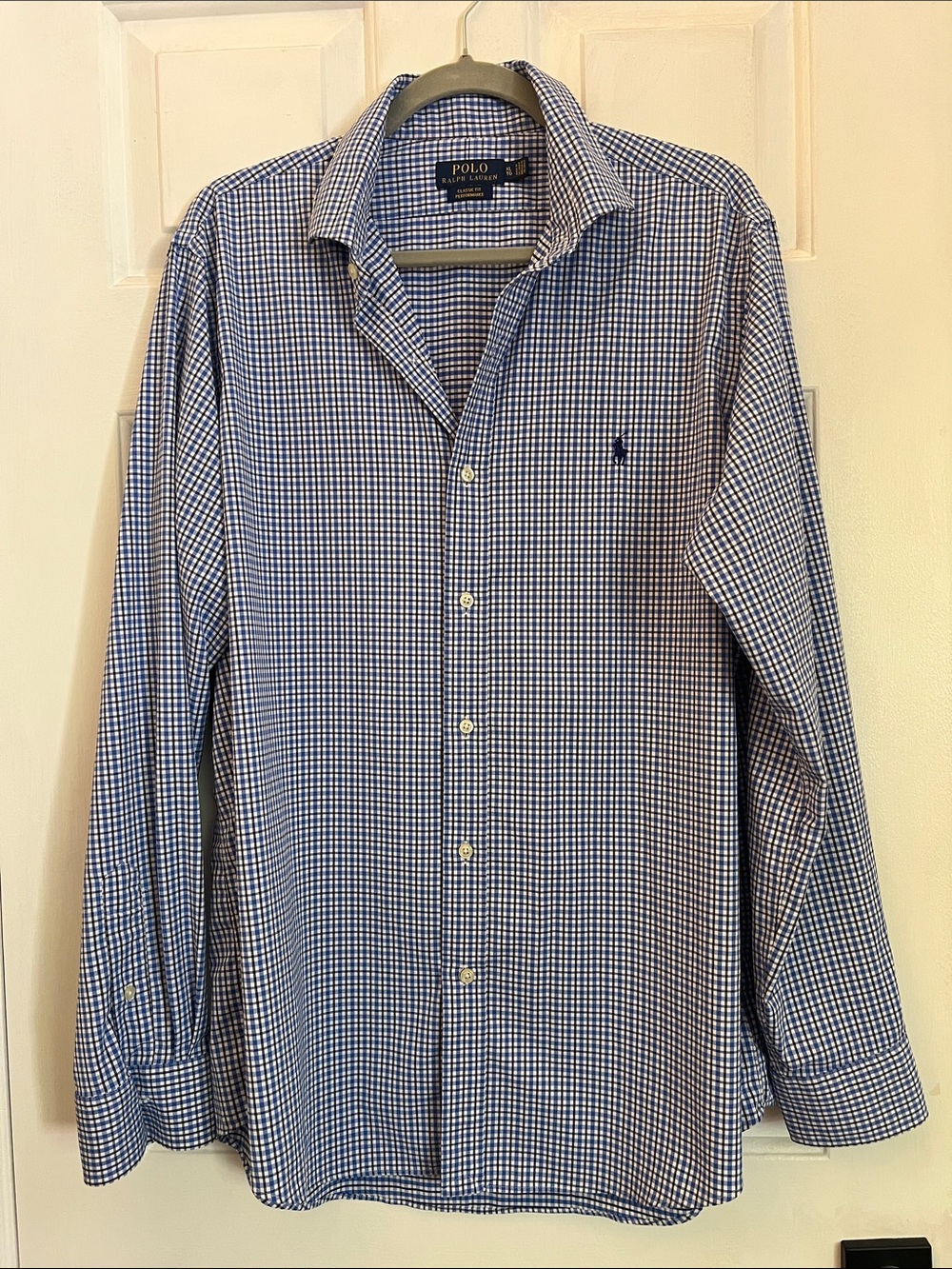 Polo by Ralph Lauren Navy and White Check Long-Sleeve Dress Shirt